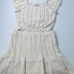 Cream Crochet Outfit Crop Top & Mini Skirt